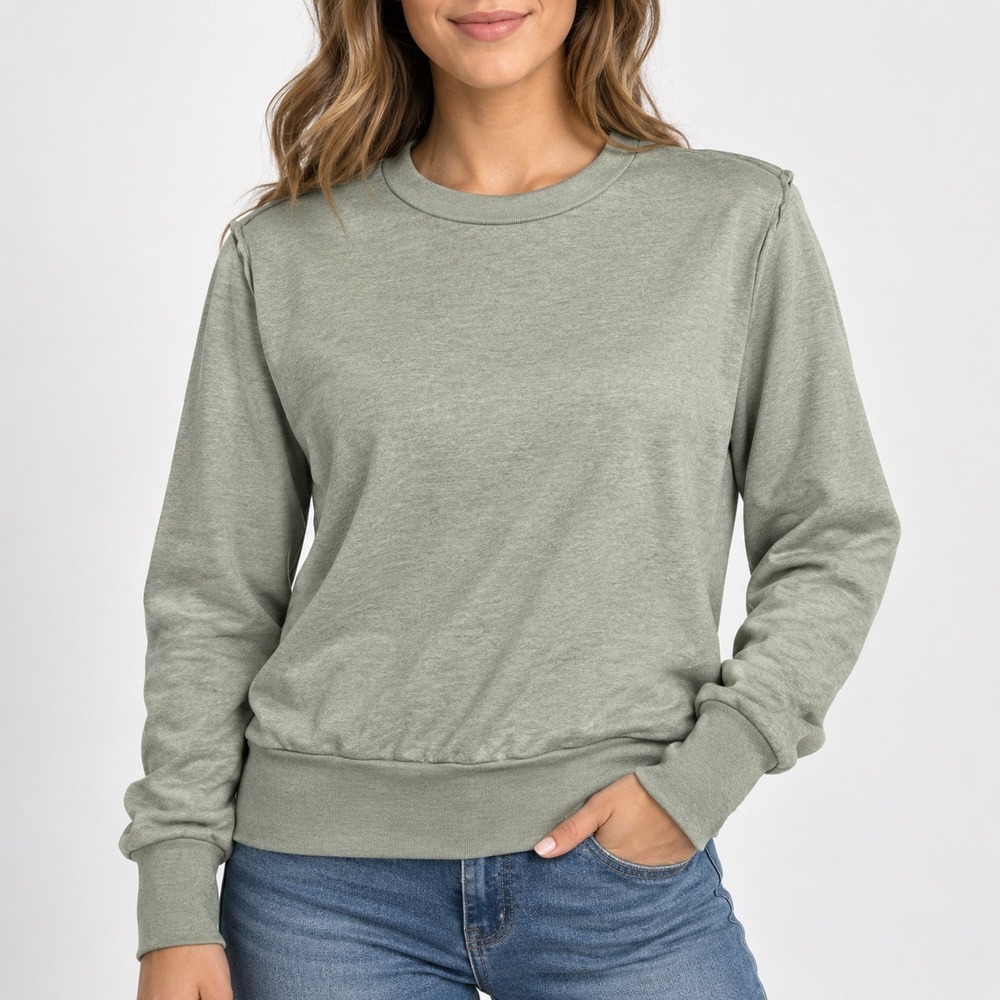 Vuori Womens Long Sleeve Crewneck Activewear Top Sage Green Heathered Small